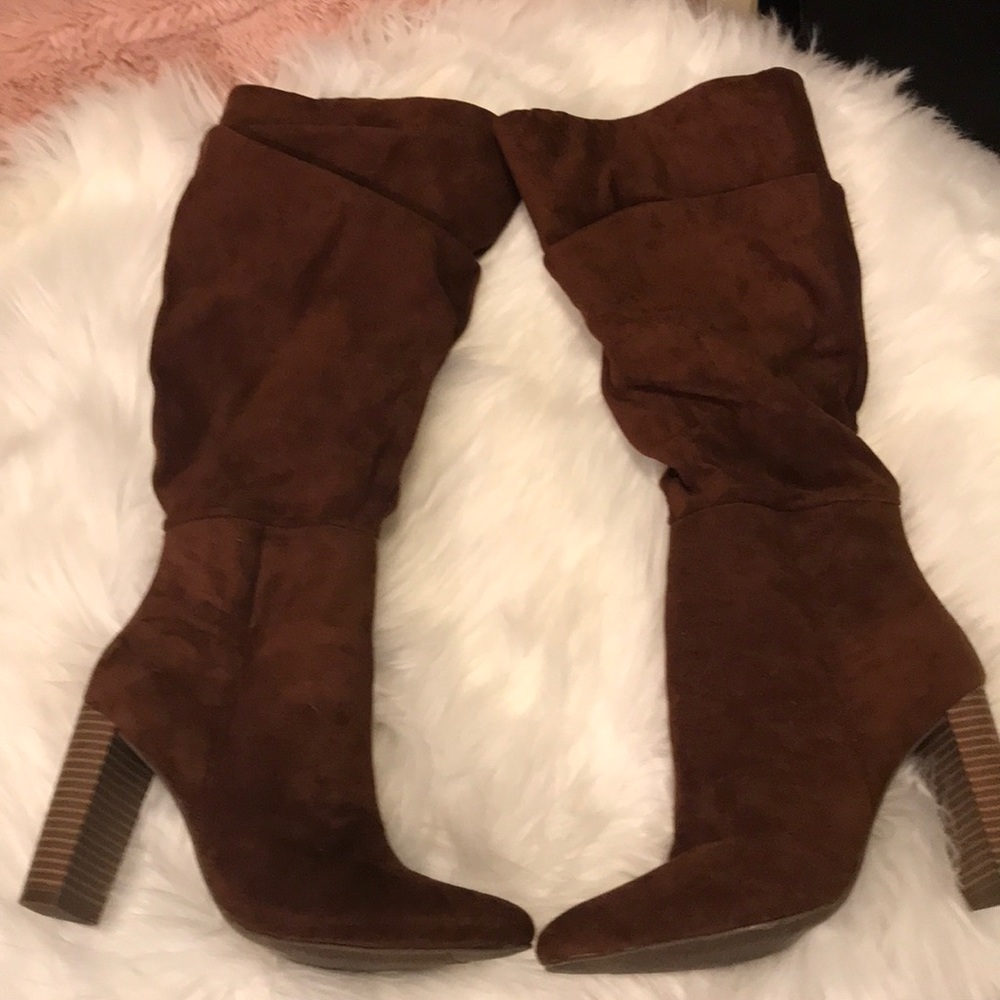 Faux Suede High Heeled Boots